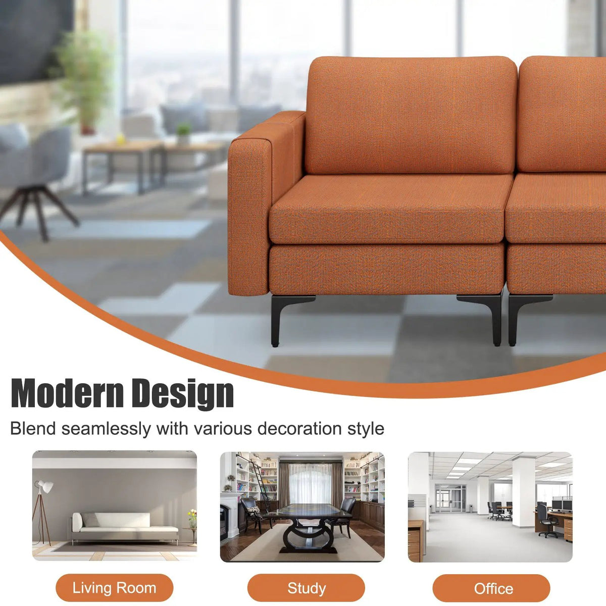 Convertible Leather Sofa Couch with Magazine Pockets 3-Seat with 2 USB Port, photo 8 of 12
