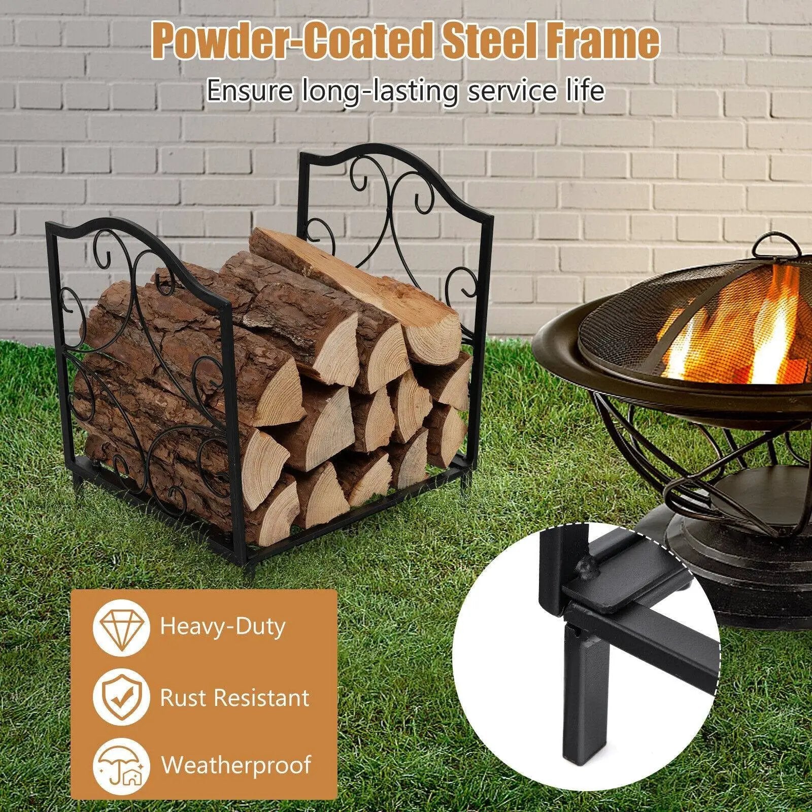 Heavy-Duty Steel Firewood Log Rack by DirectDeals