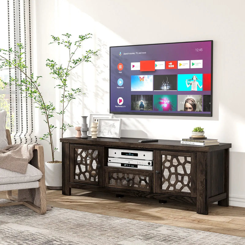 55 Inch Retro TV Stand Media Entertainment Center with Mirror Doors and Drawer by DirectDeals