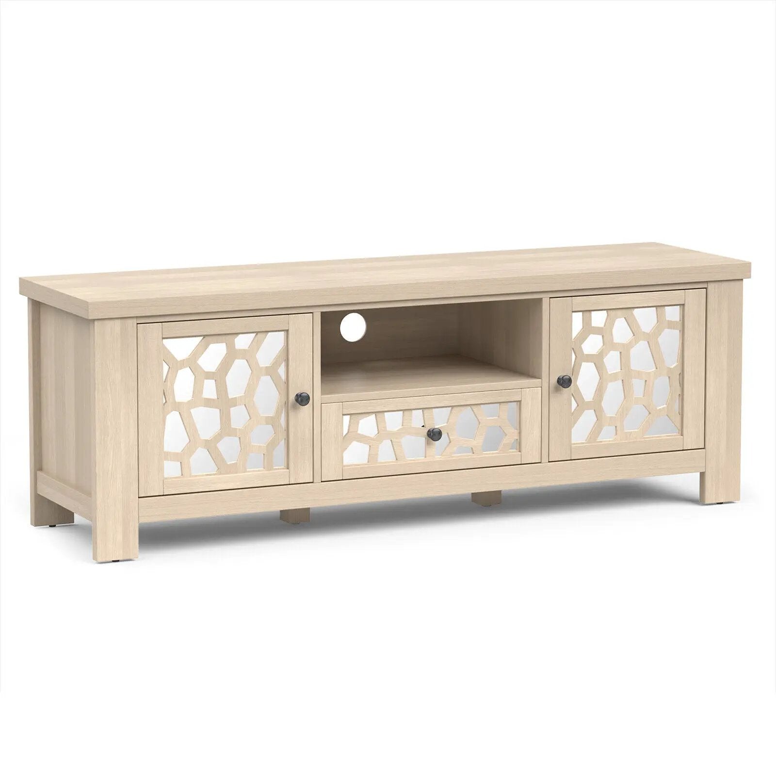 55 Inch Retro TV Stand Media Entertainment Center with Mirror Doors and Drawer by DirectDeals