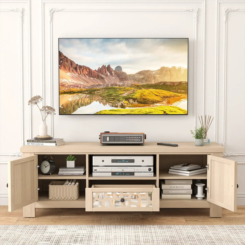 55 Inch Retro TV Stand Media Entertainment Center with Mirror Doors and Drawer by DirectDeals