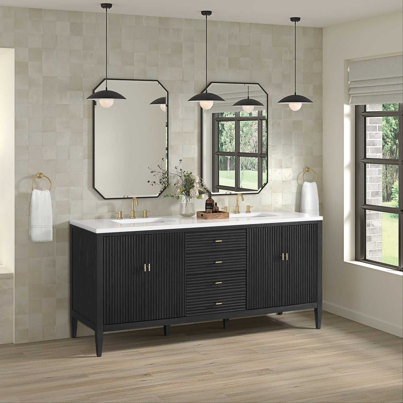 James Martin Myrrin 72" Single Bathroom Vanity, Carbon Oak, view 5