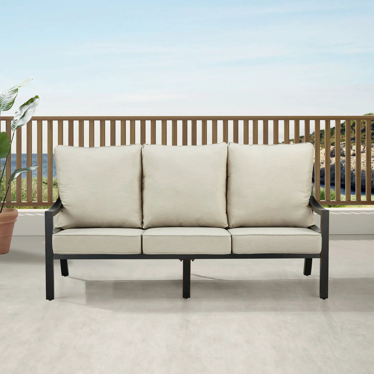 Black Aluminum Deep Seating Sofa with Cushions by Sharicks
