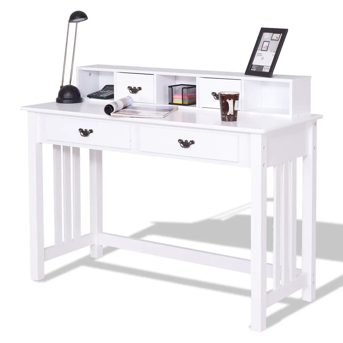 Home Office Writing Desk with 4 Drawer Computer Study Table by DirectDeals