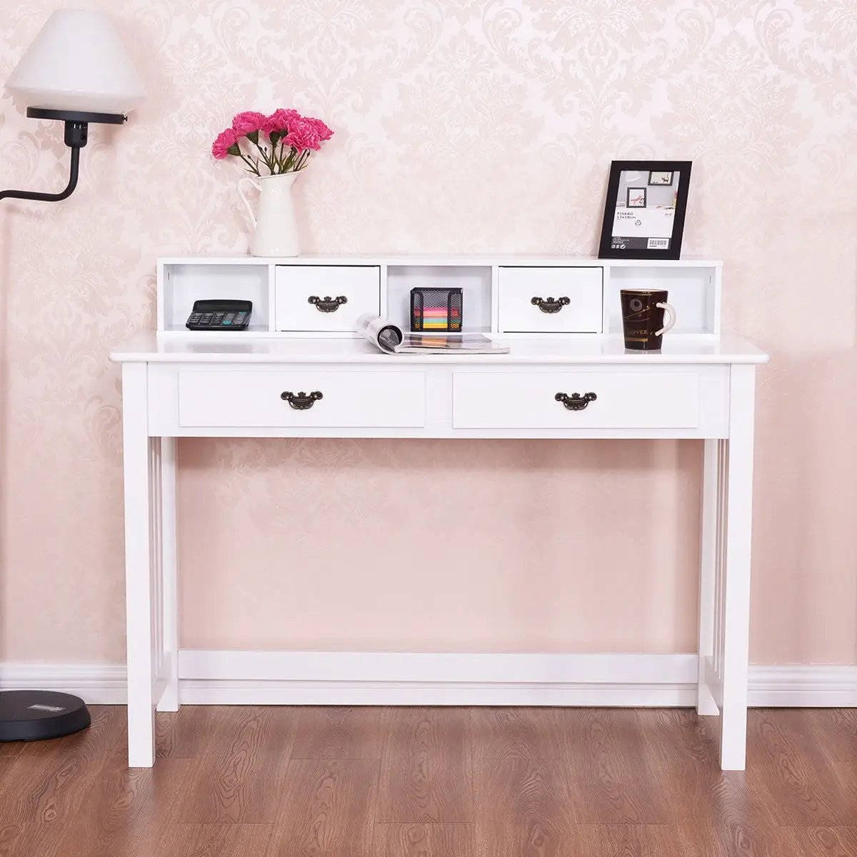 Home Office Writing Desk with 4 Drawer Computer Study Table by DirectDeals