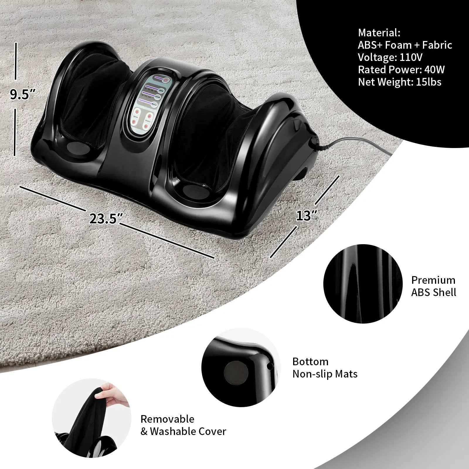 Therapeutic Shiatsu Foot Massager with High Intensity Rollers by DirectDeals