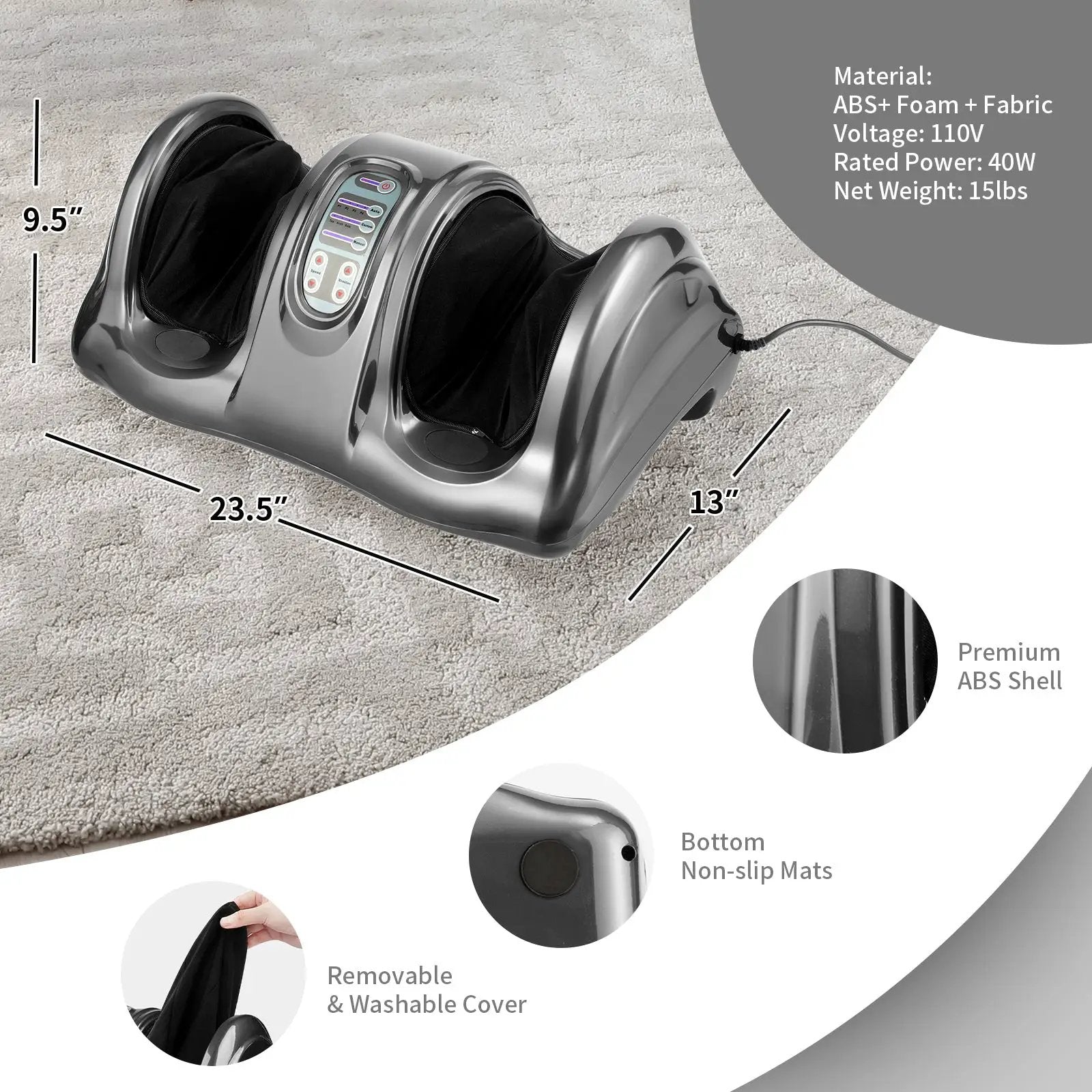Therapeutic Shiatsu Foot Massager with High Intensity Rollers by DirectDeals