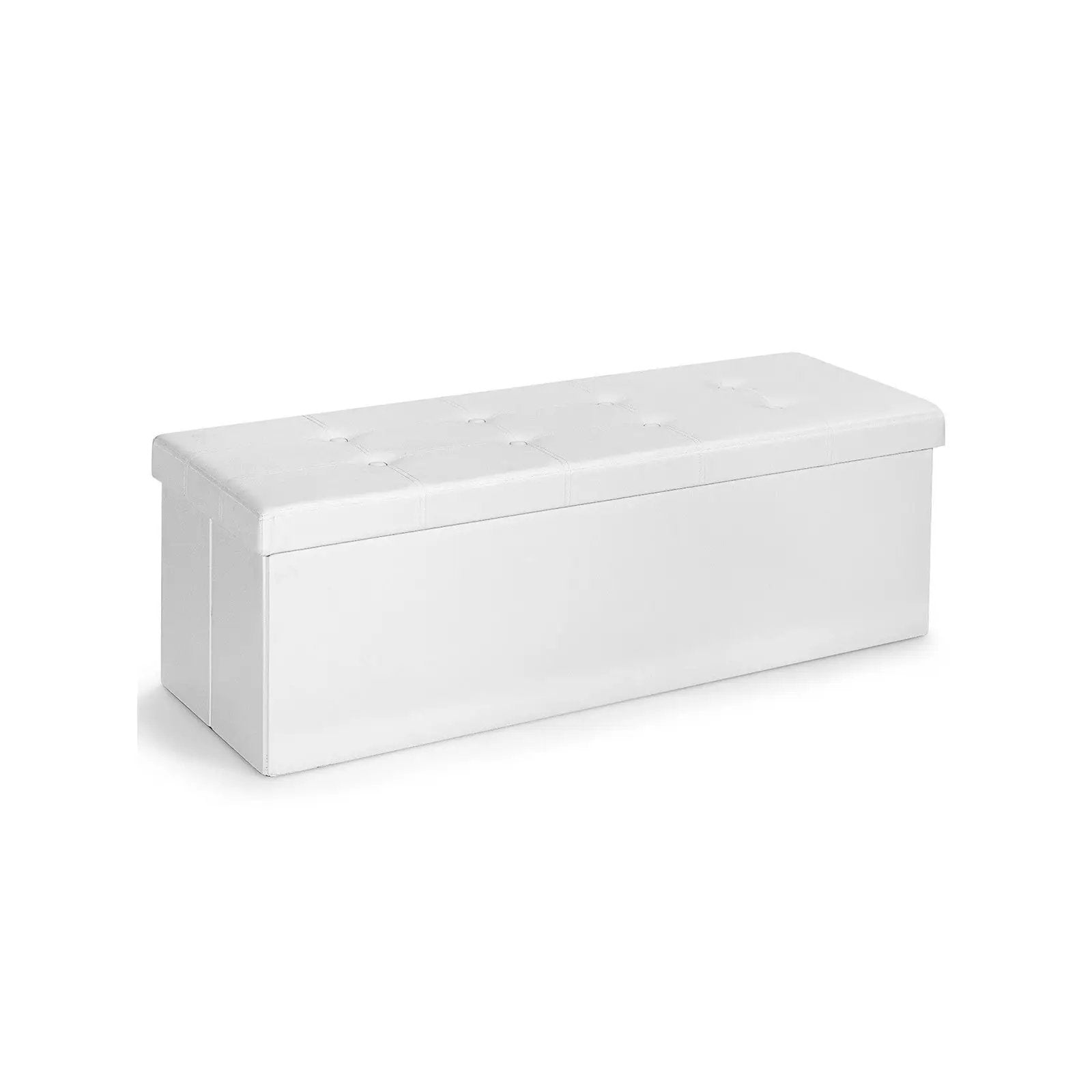 45 Inches Large Folding Ottoman Storage Seat-White by DirectDeals