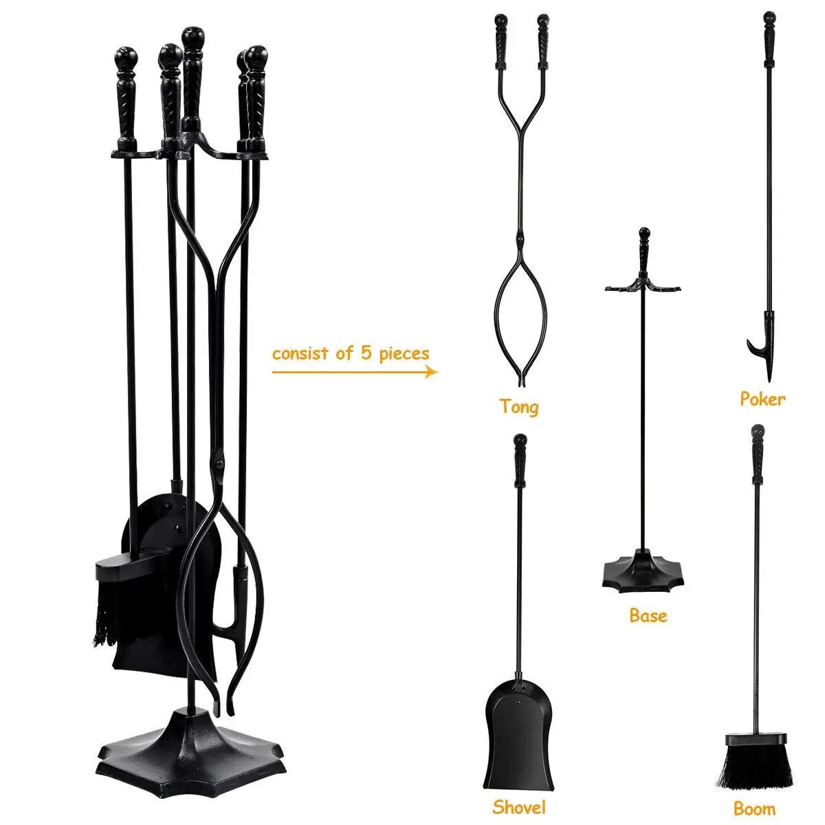31 Inch 5 Pieces Hearth Fireplace Fire Tools Set, photo 7 of 16