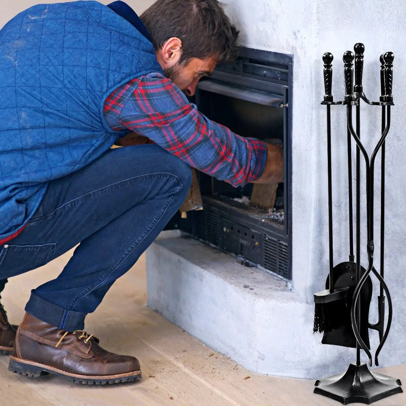 31 Inch 5 Pieces Hearth Fireplace Fire Tools Set by DirectDeals