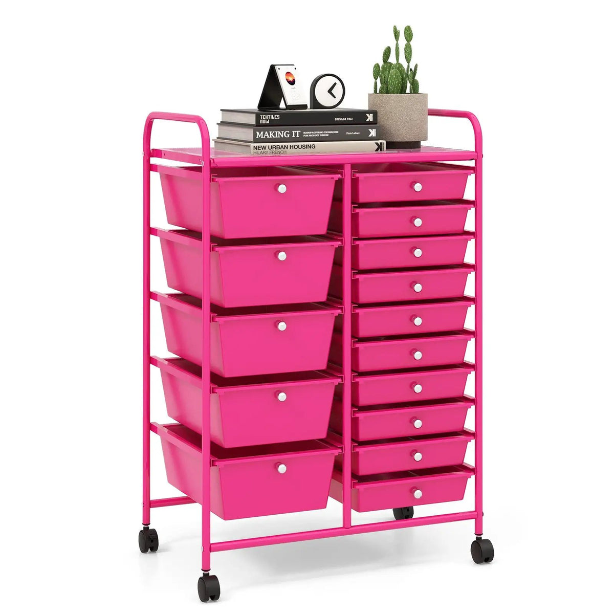 15-Drawer Utility Rolling Cart with Drawers Multi-Use Storage-Icecream Multicolor, photo 12 of 21