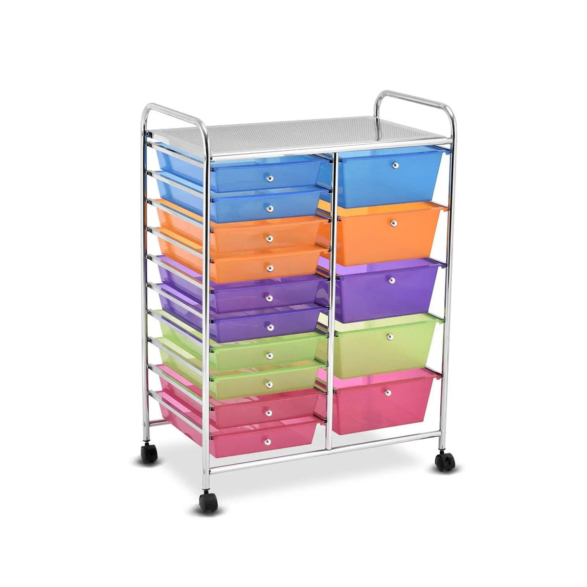15-Drawer Utility Rolling Cart with Drawers Multi-Use Storage-Icecream Multicolor, photo 18 of 21