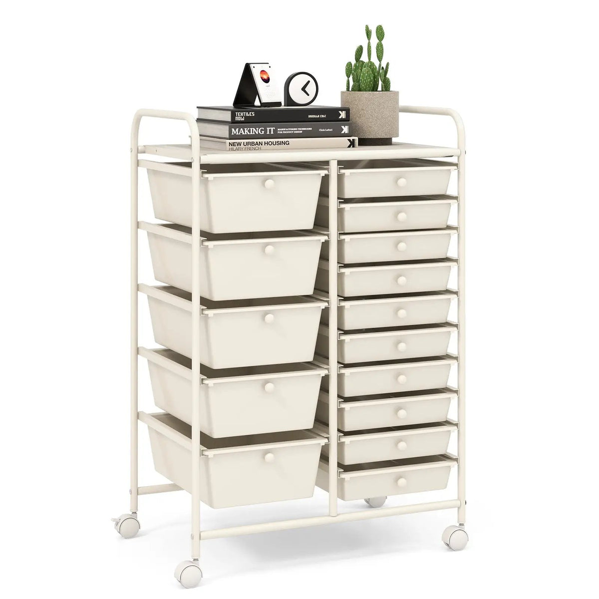15-Drawer Utility Rolling Cart with Drawers Multi-Use Storage-Icecream Multicolor, photo 19 of 21