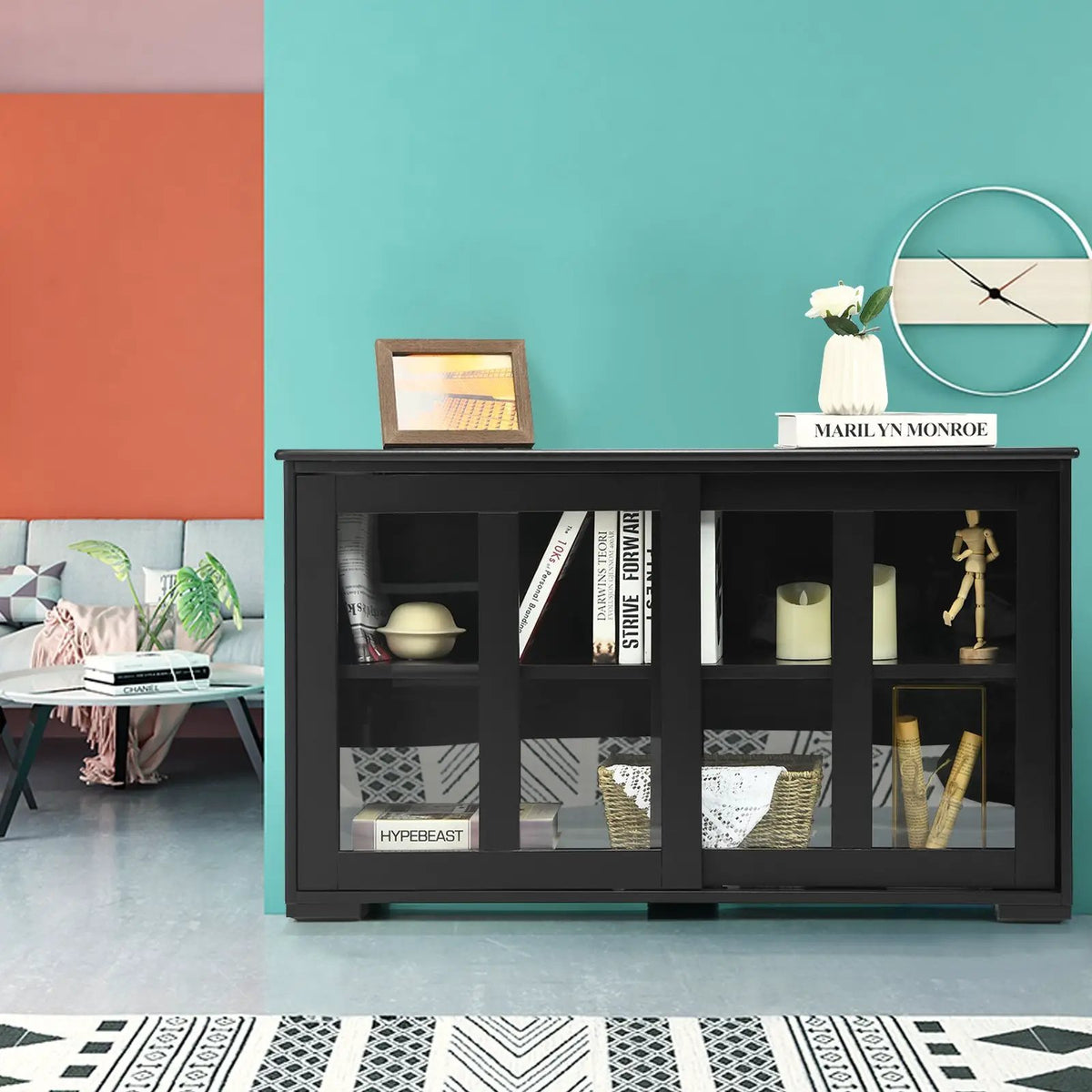 Sideboard Buffet Cupboard Storage Cabinet with Sliding Door, photo 7 of 11