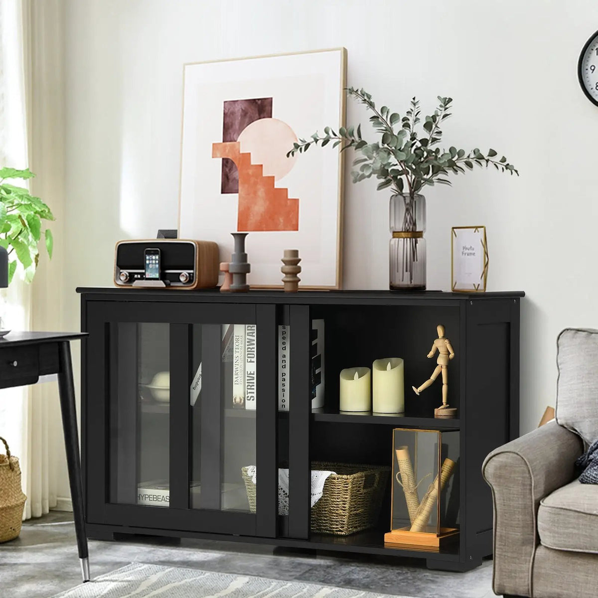 Sideboard Buffet Cupboard Storage Cabinet with Sliding Door, photo 6 of 11