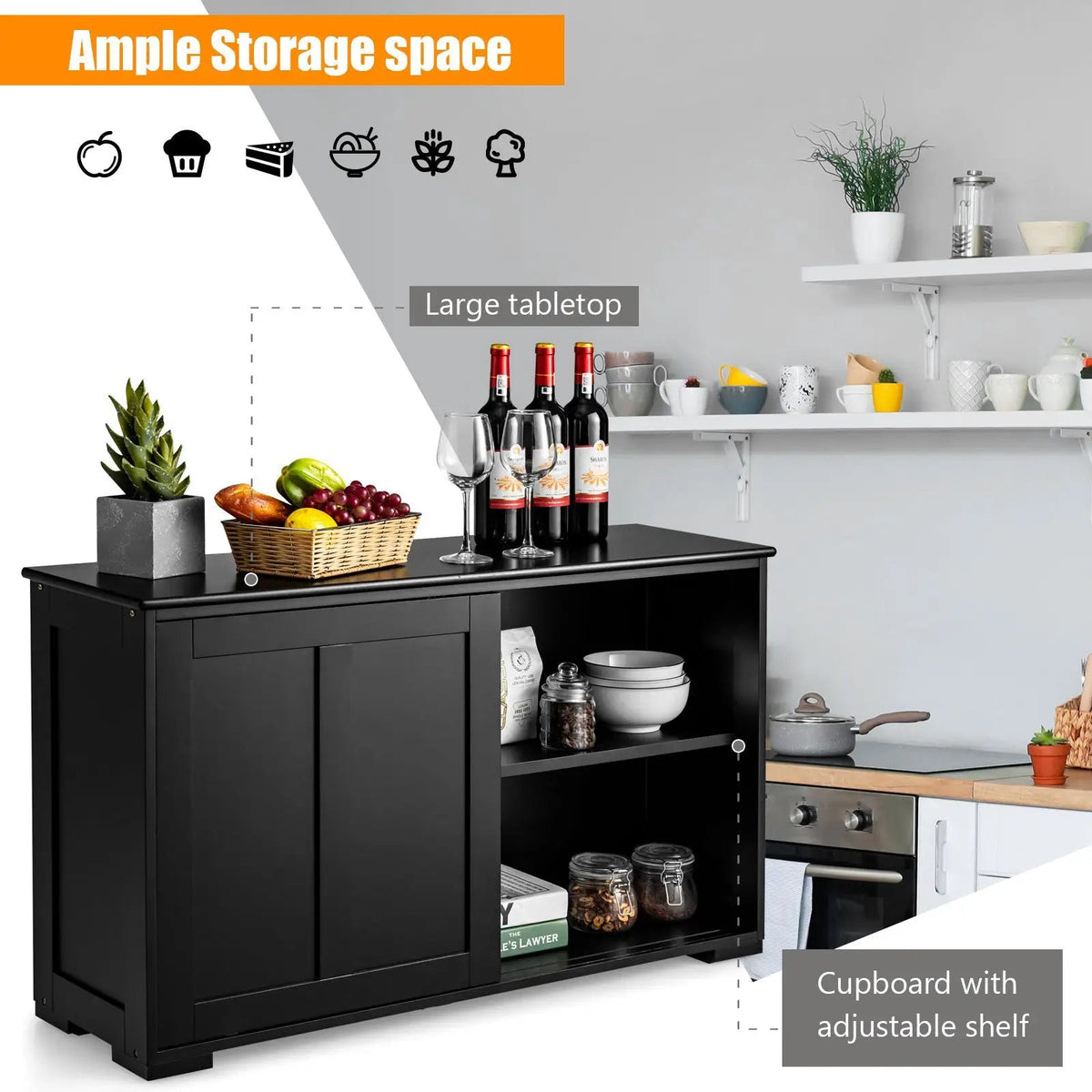 Kitchen Storage Cabinet with Wood Sliding Door, photo 6 of 11