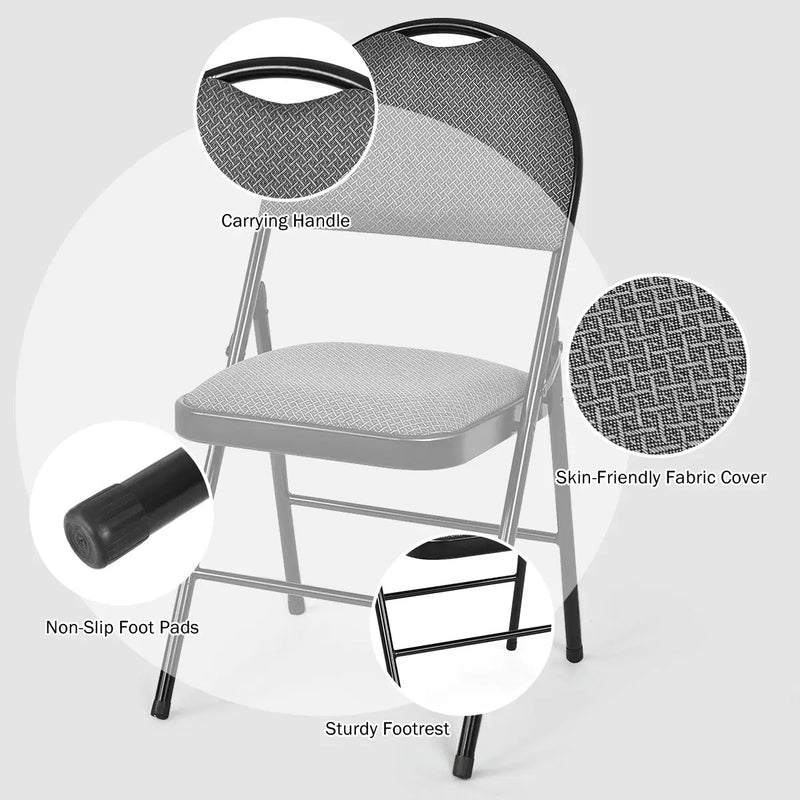 Set of 6 Folding Fabric Upholstered Metal Chairs by DirectDeals