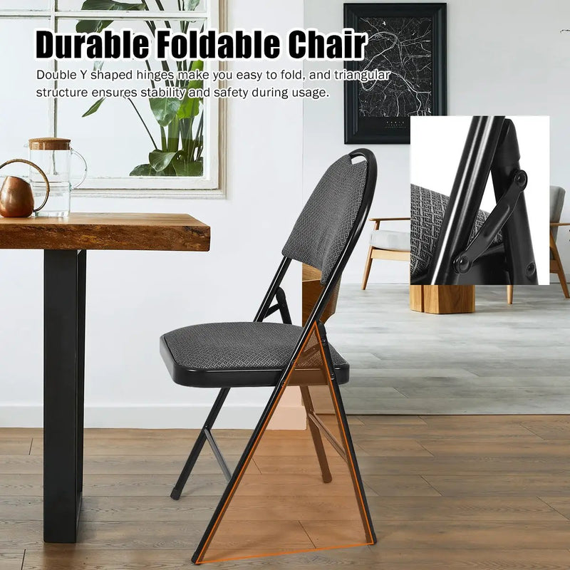 Set of 6 Folding Fabric Upholstered Metal Chairs by DirectDeals