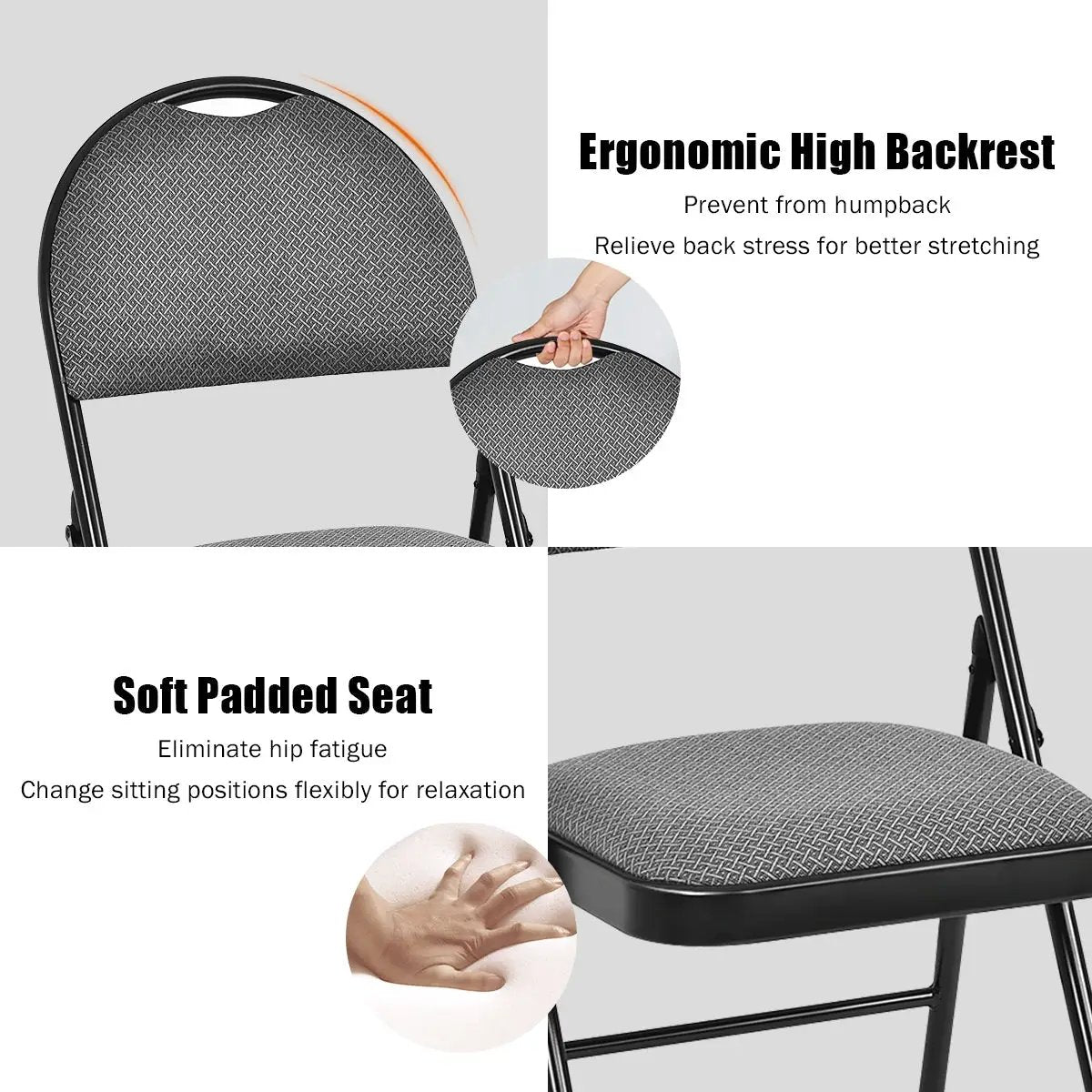 Set of 6 Folding Fabric Upholstered Metal Chairs by DirectDeals