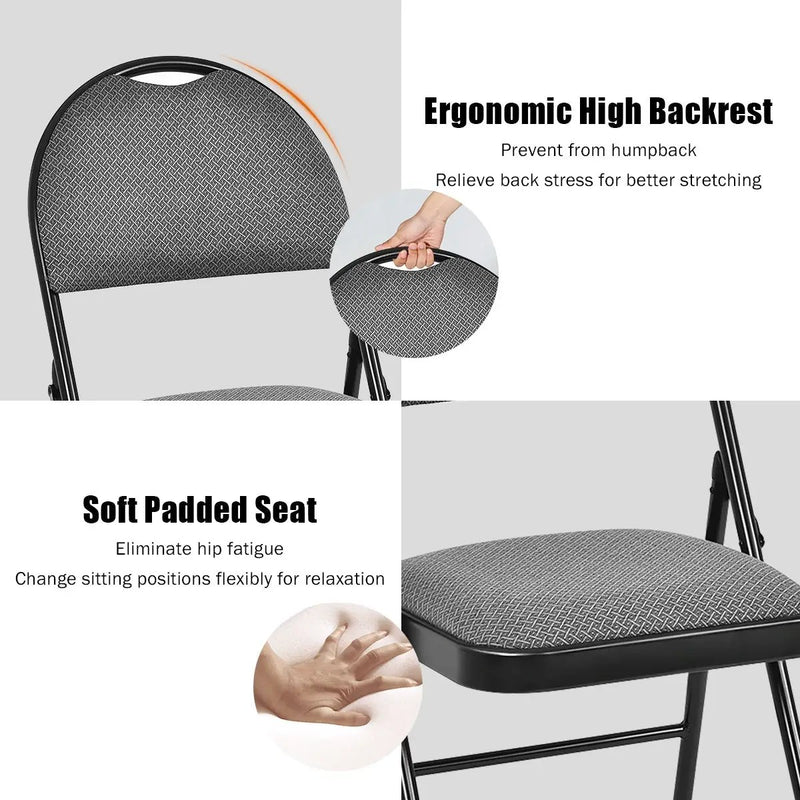 Set of 6 Folding Fabric Upholstered Metal Chairs by DirectDeals