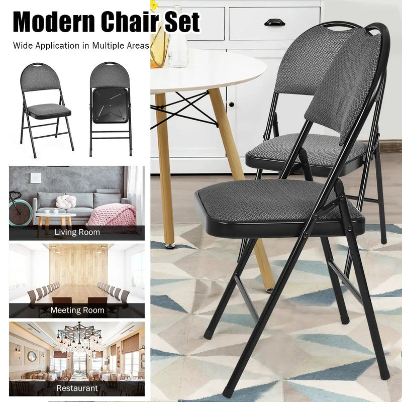 Set of 6 Folding Fabric Upholstered Metal Chairs by DirectDeals