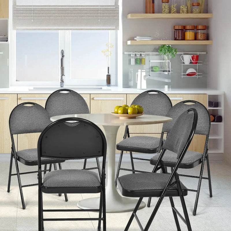 Set of 6 Folding Fabric Upholstered Metal Chairs by DirectDeals