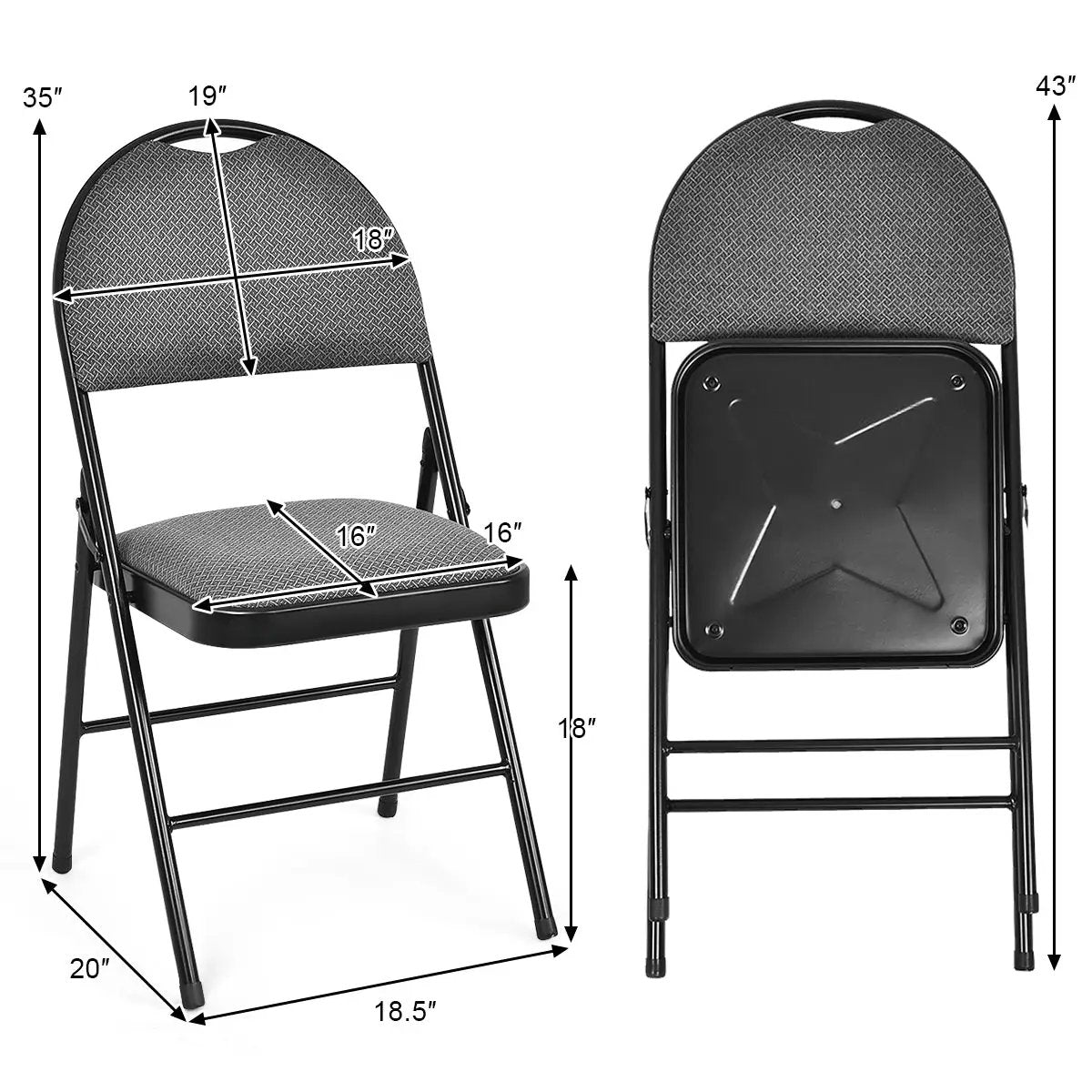 Set of 6 Folding Fabric Upholstered Metal Chairs by DirectDeals