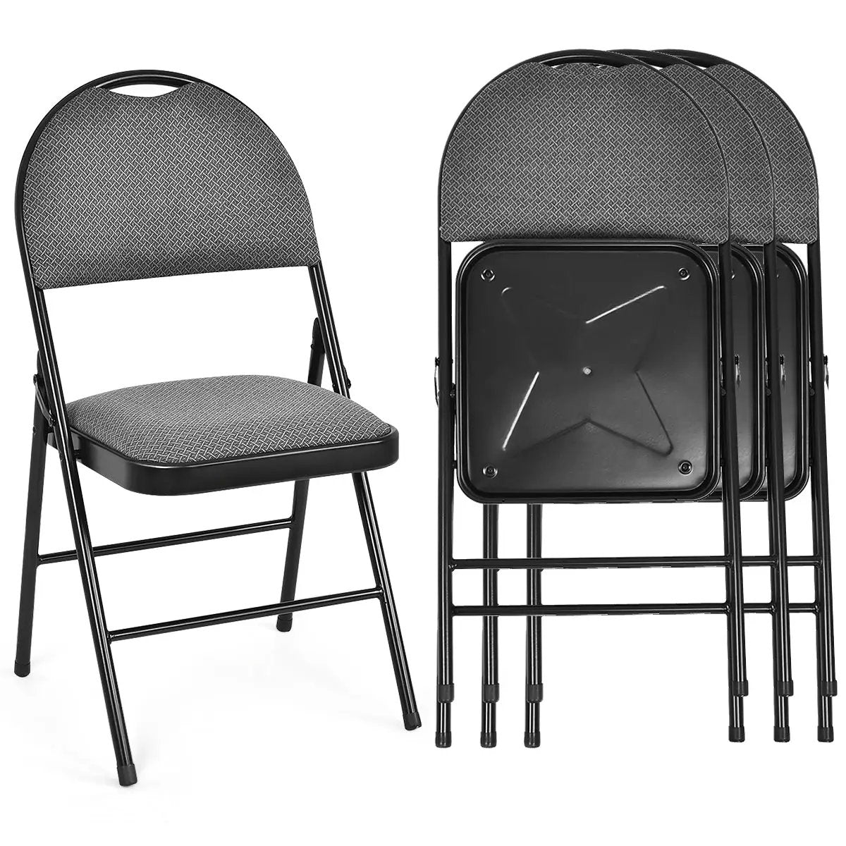 2/4 Pieces Padded Folding Dining Chairs with Backrest by DirectDeals