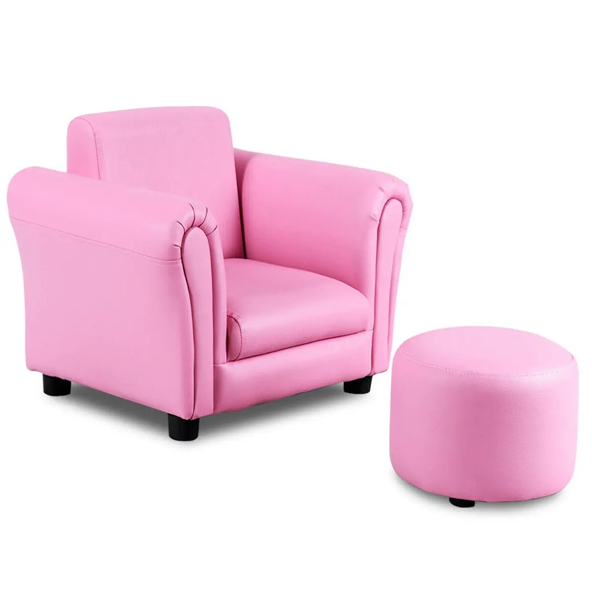 Kids Single Armrest Couch Sofa with Ottoman by DirectDeals