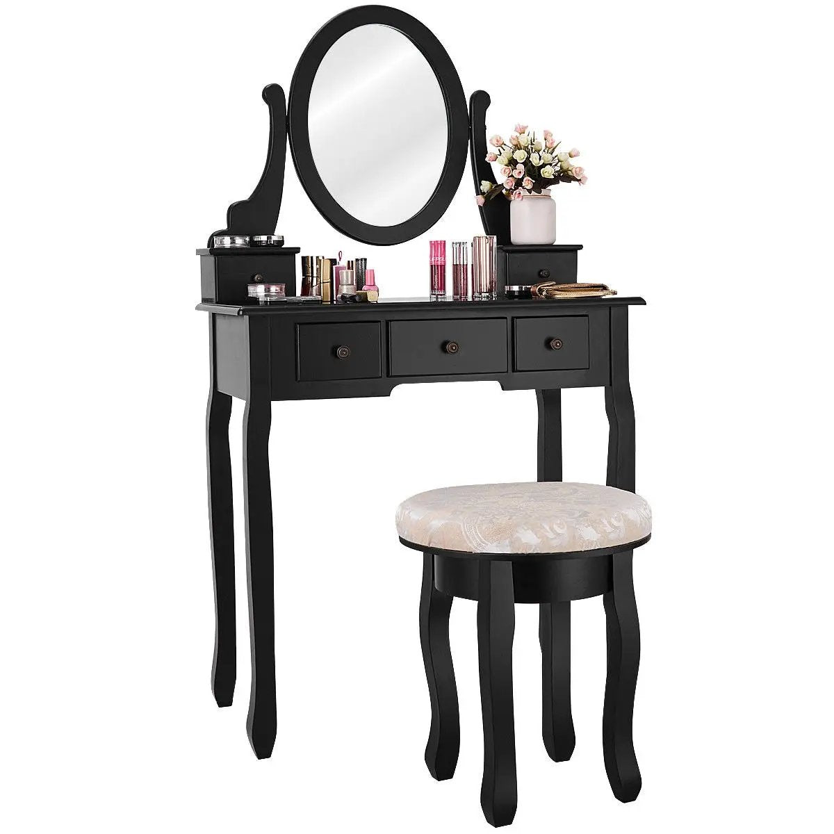 Vanity Makeup Table Set Bedroom Furniture with Padded Stool by DirectDeals