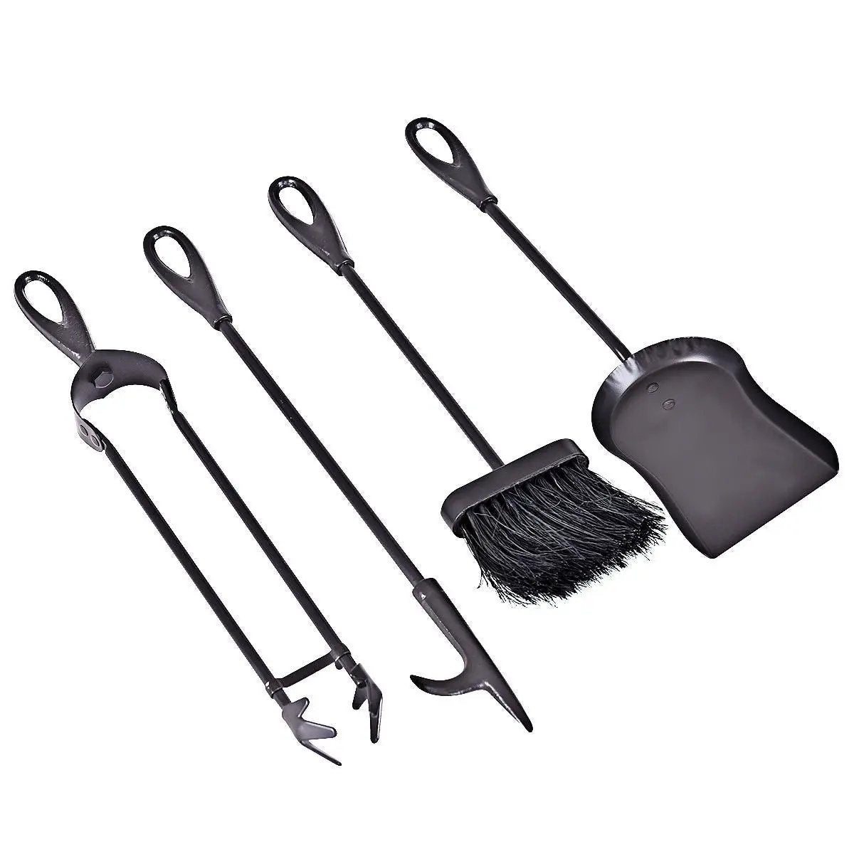 5 Pieces Rustic Heavy Duty Compact Wrought Iron Fireplace Tools Set, photo 7 of 16