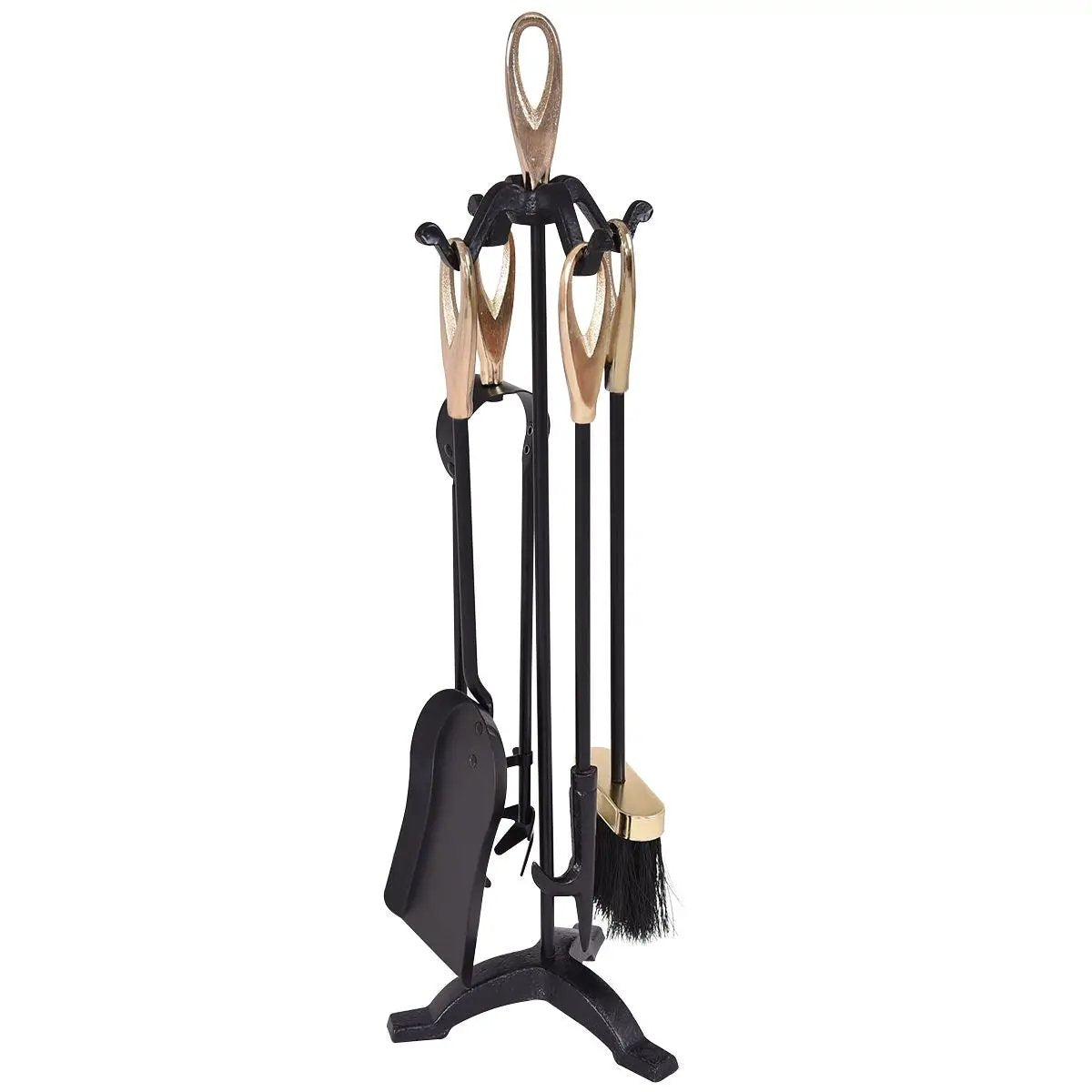 5 Pieces Rustic Heavy Duty Compact Wrought Iron Fireplace Tools Set, photo 6 of 16