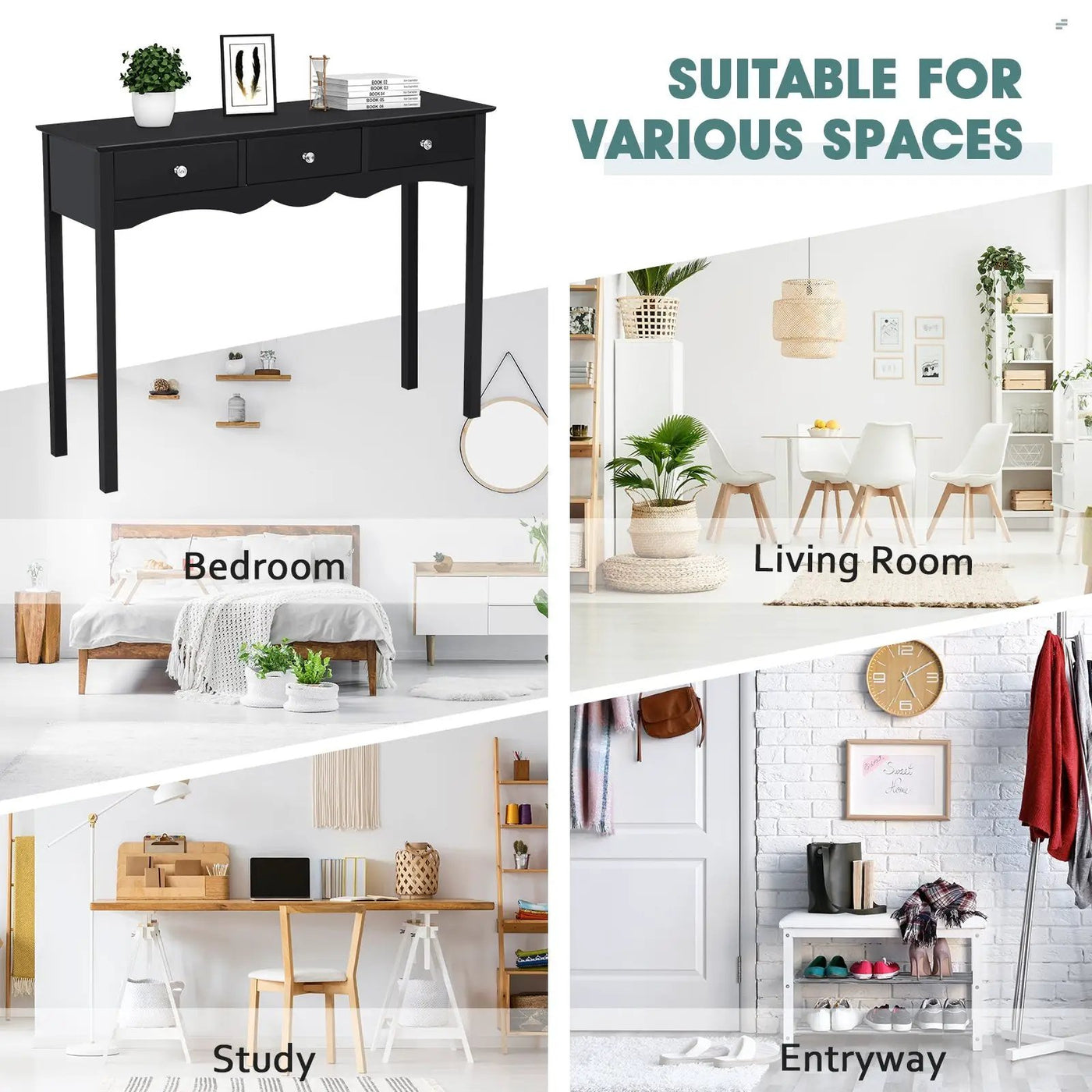 Hall table Side Table w/ 3 Drawers by DirectDeals