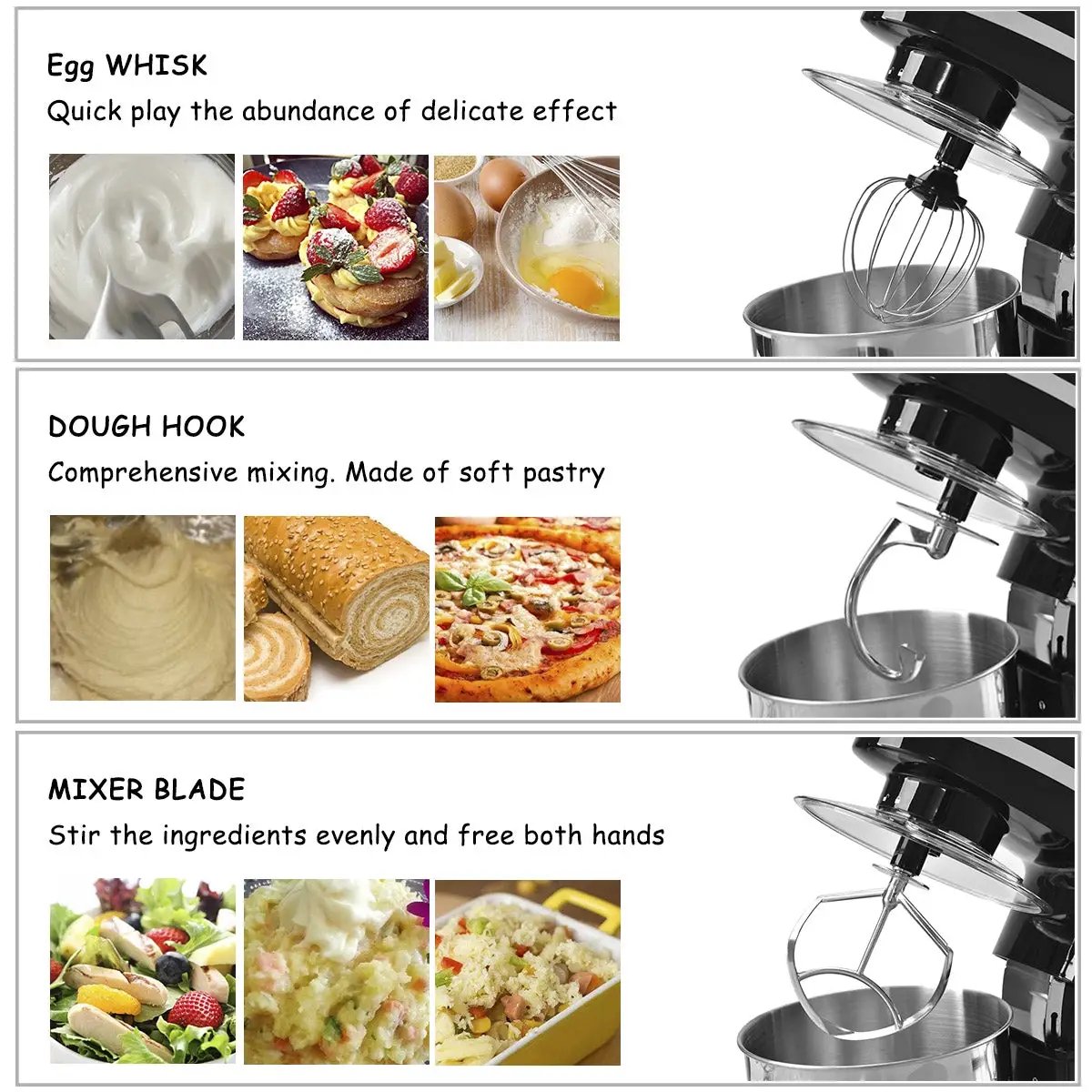 800 W 5.3 Quart Electric Food Stand Mixer with Stainless Steel Bowl-Black by DirectDeals