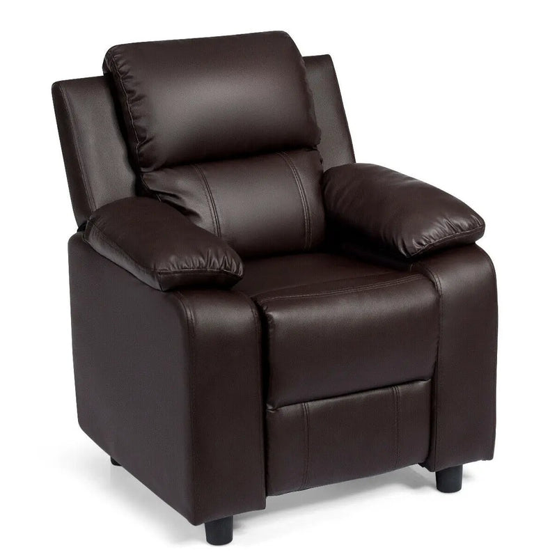 Kids Deluxe Headrest Recliner Sofa Chair with Storage Arms by DirectDeals