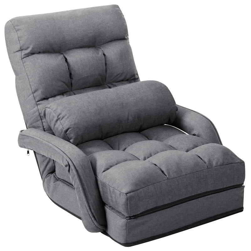 Folding Lazy Floor Chair Sofa with Armrests and Pillow by DirectDeals