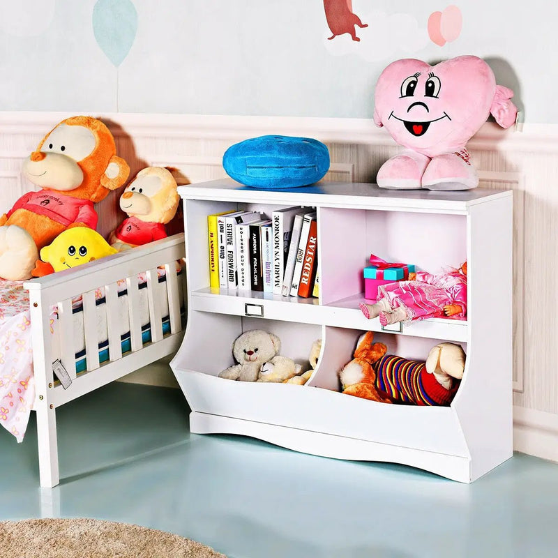 Kids Storage Unit Baby Toy Organizer Children Bookshelf Bookcase-White by DirectDeals