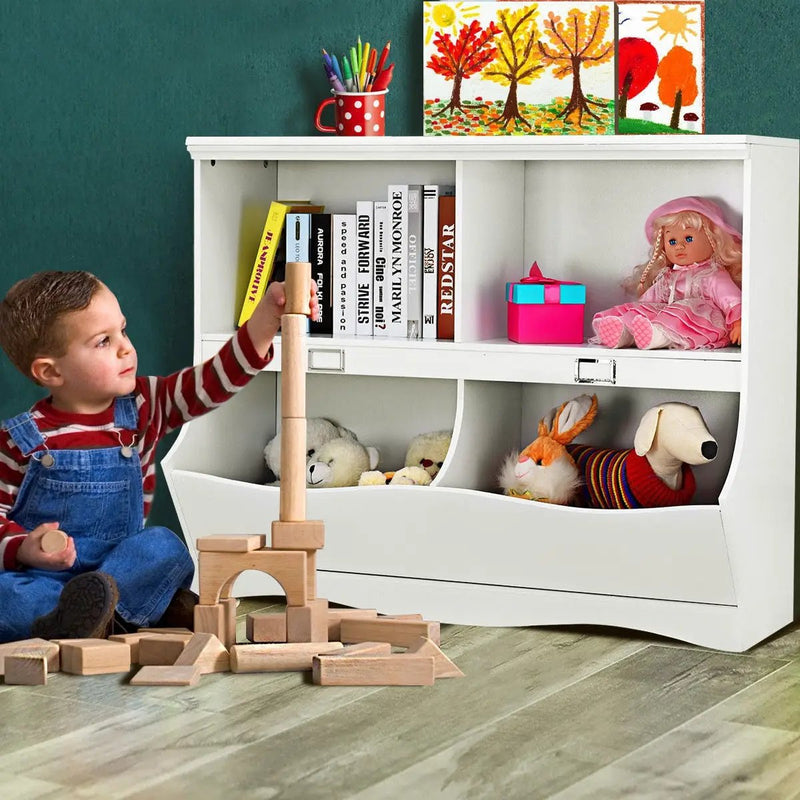 Kids Storage Unit Baby Toy Organizer Children Bookshelf Bookcase-White by DirectDeals