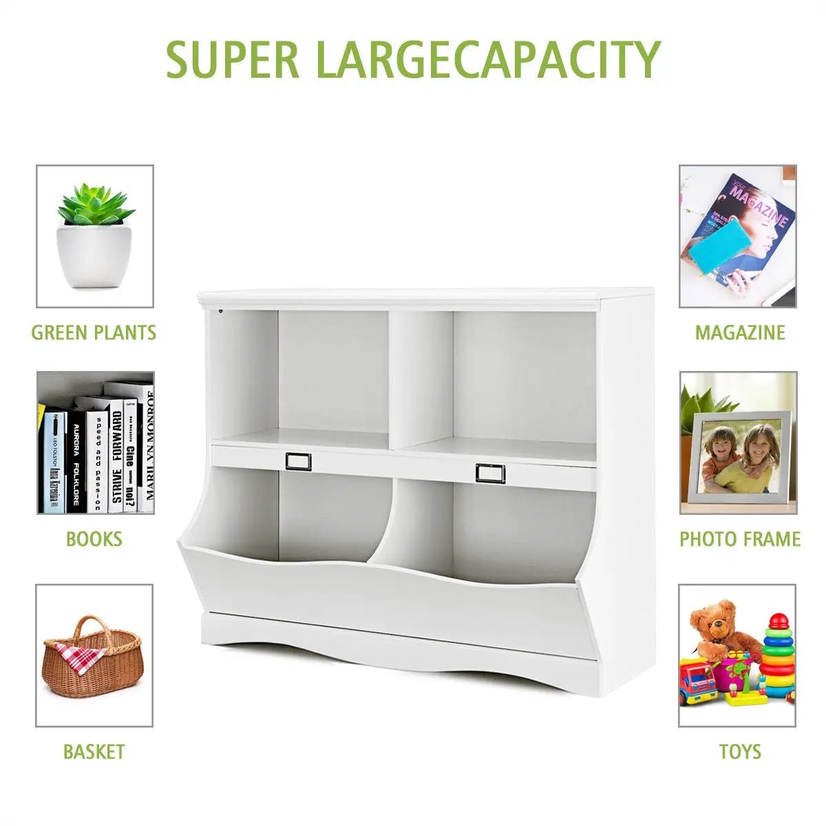Kids Storage Unit Baby Toy Organizer Children Bookshelf Bookcase-White by DirectDeals