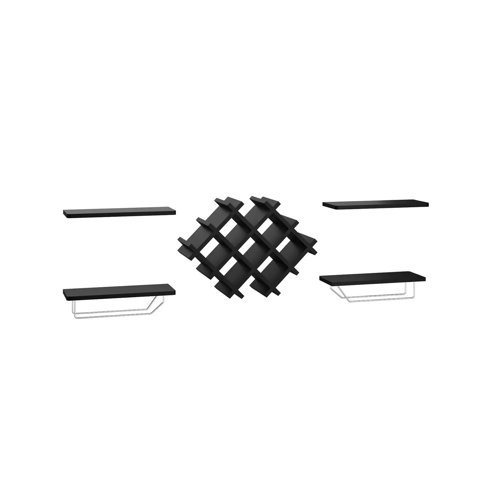Set of 5 Wall Mount Wine Rack Set with Storage Shelves by DirectDeals
