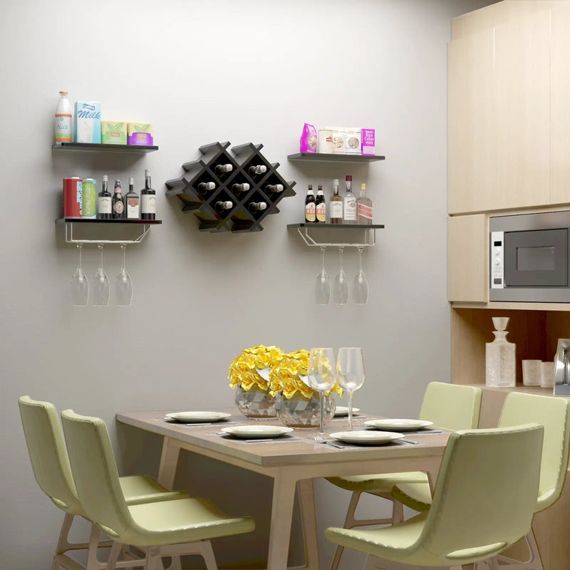 Set of 5 Wall Mount Wine Rack Set with Storage Shelves by DirectDeals