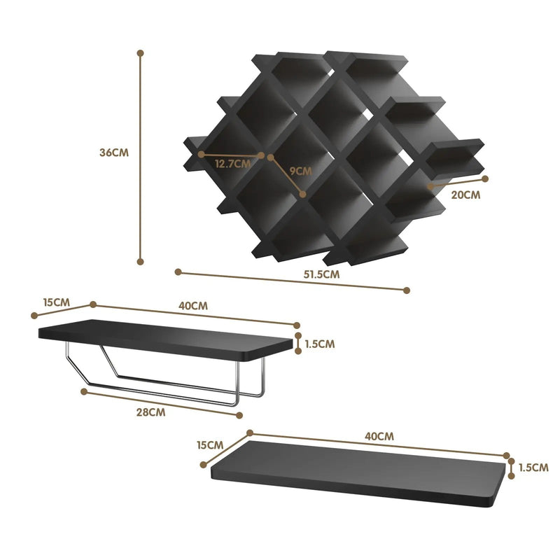 Set of 5 Wall Mount Wine Rack Set with Storage Shelves by DirectDeals