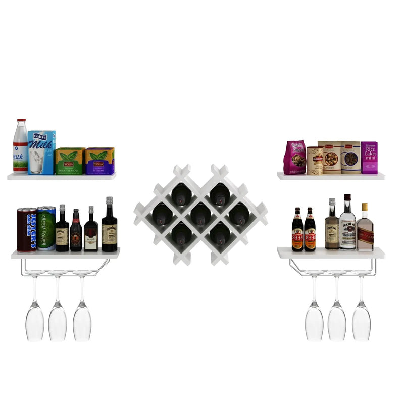 Set of 5 Wall Mount Wine Rack Set with Storage Shelves by DirectDeals