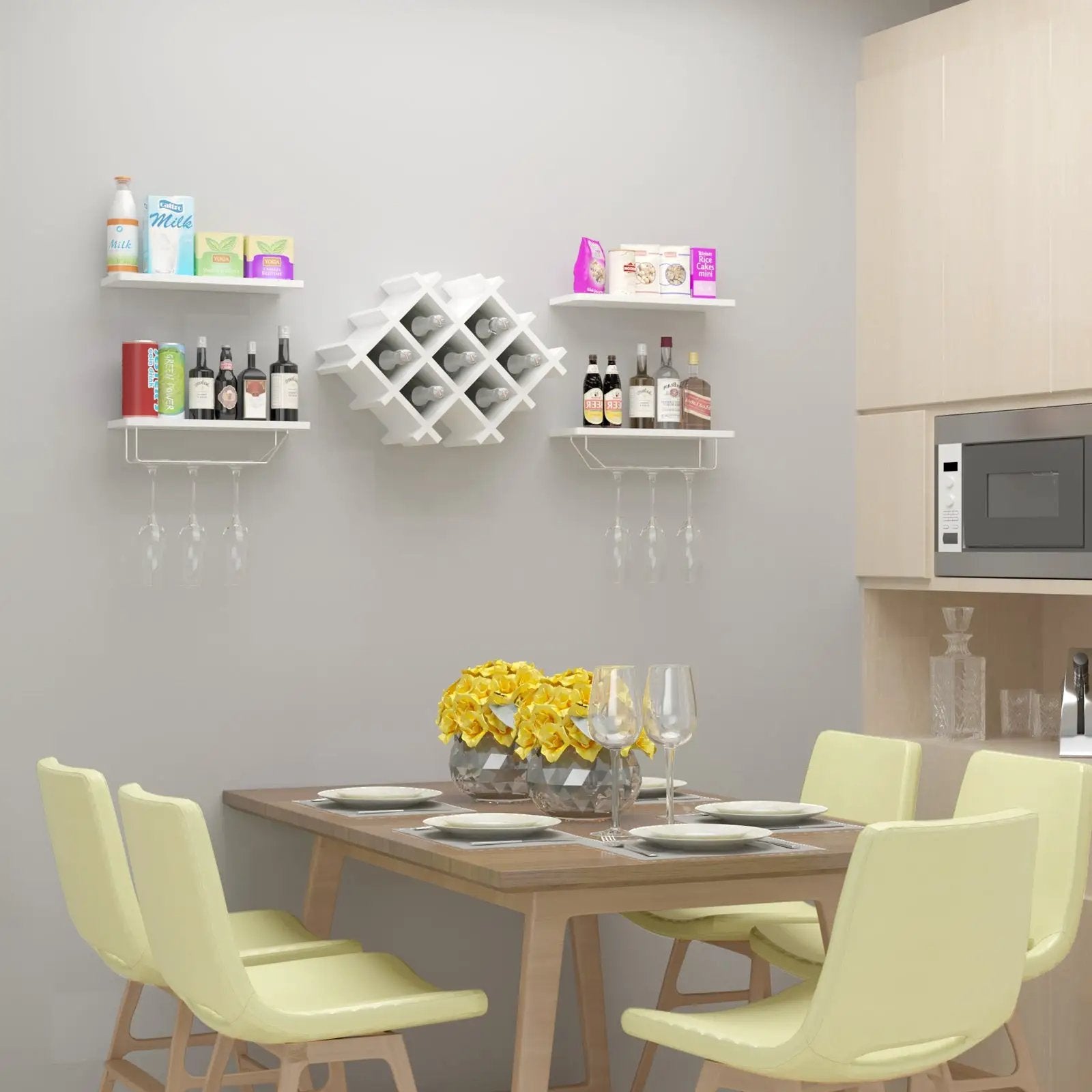 Set of 5 Wall Mount Wine Rack Set with Storage Shelves by DirectDeals
