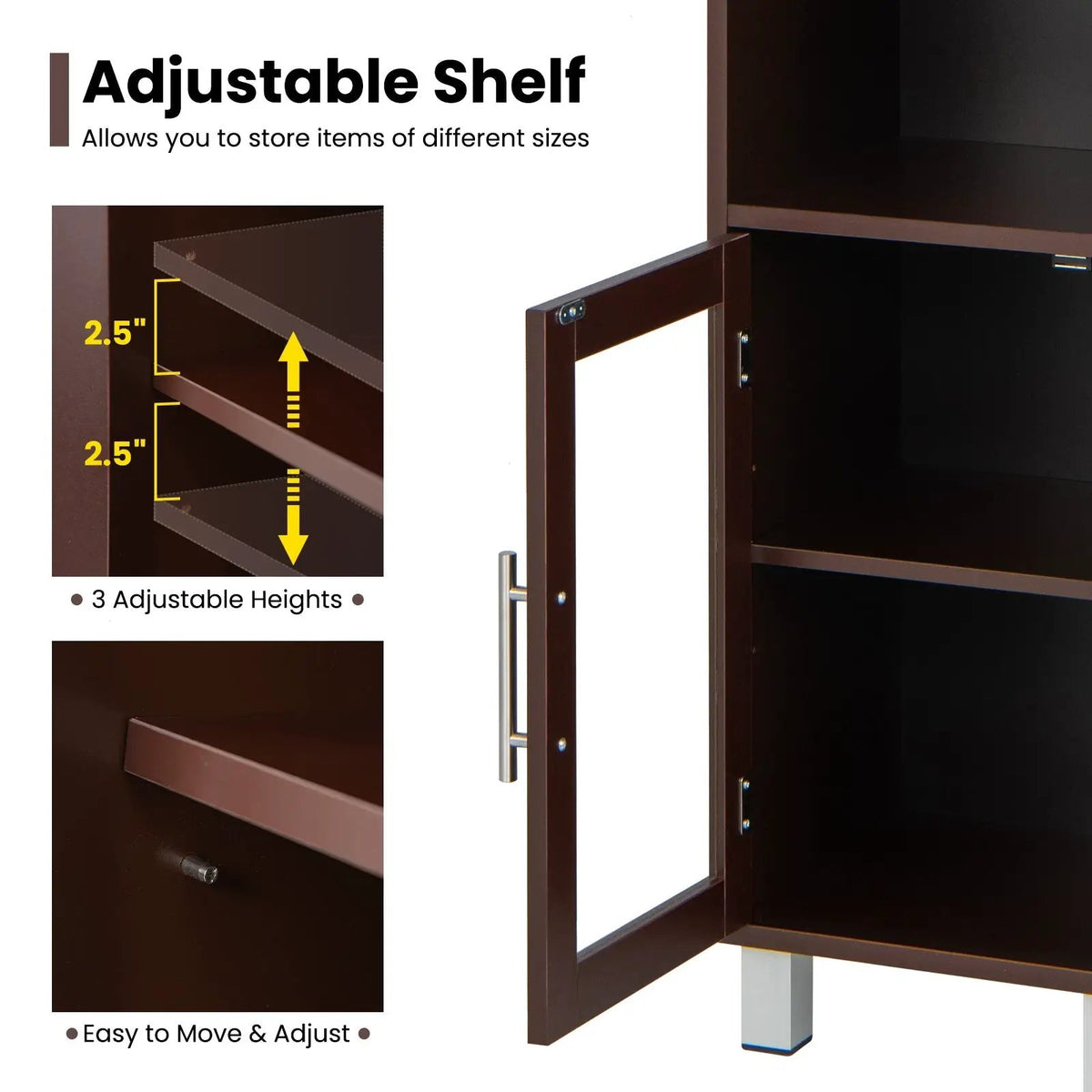 71 Inch Tall Tower Bathroom Storage Cabinet and Organizer Display Shelves for Bedroom, photo 17 of 32