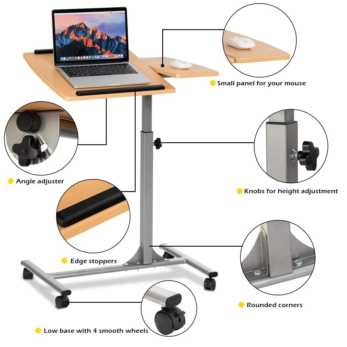 Adjustable Laptop Desk With Stand Holder And Wheels by DirectDeals