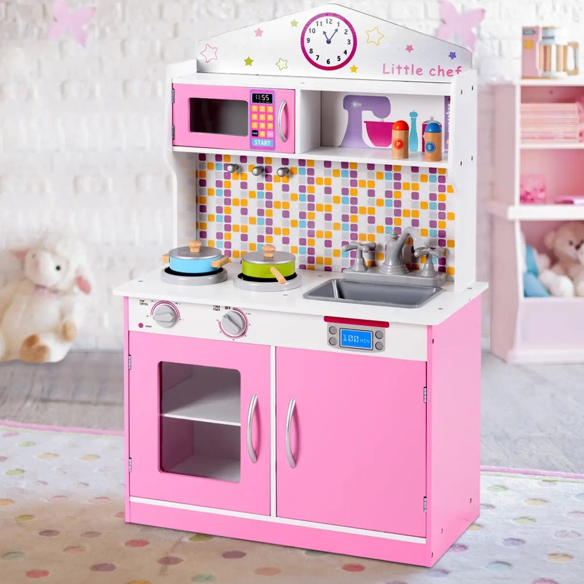 Kids Wooden Pretend Cooking Playset Cookware by DirectDeals