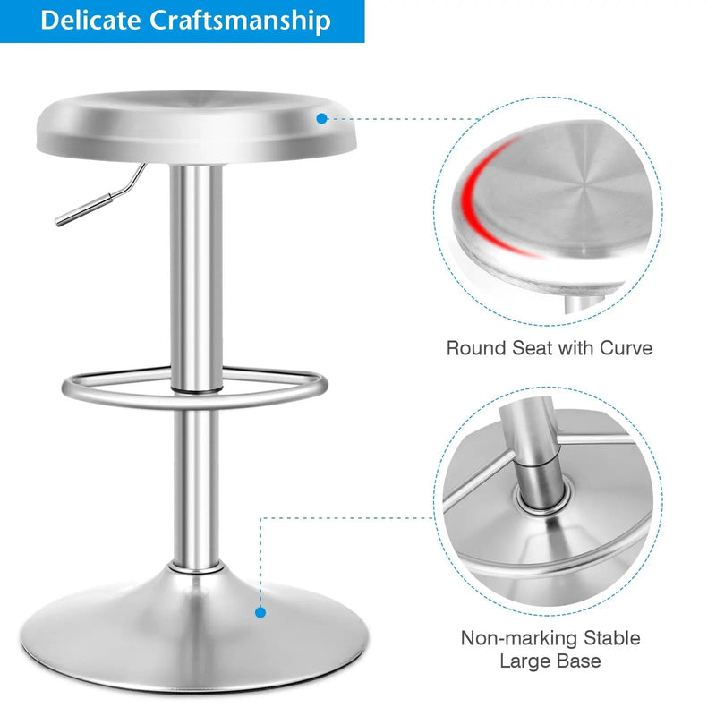 Modern Swivel Adjustable Height Bar Stool with Footrest for Pub Bistro Kitchen Dining by DirectDeals