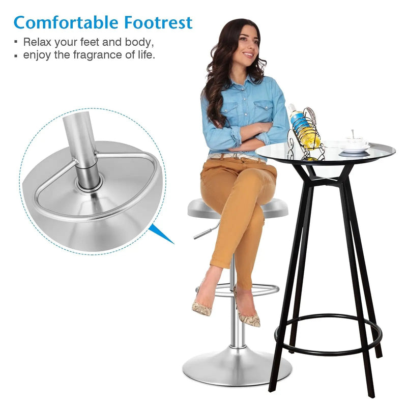 Modern Swivel Adjustable Height Bar Stool with Footrest for Pub Bistro Kitchen Dining by DirectDeals
