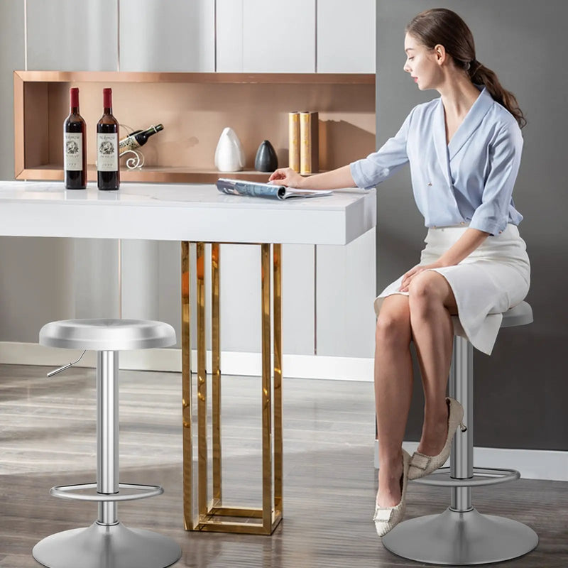 Modern Swivel Adjustable Height Bar Stool with Footrest for Pub Bistro Kitchen Dining by DirectDeals
